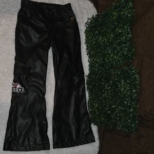 Peanuts Black Faux Leather Jogger Pants